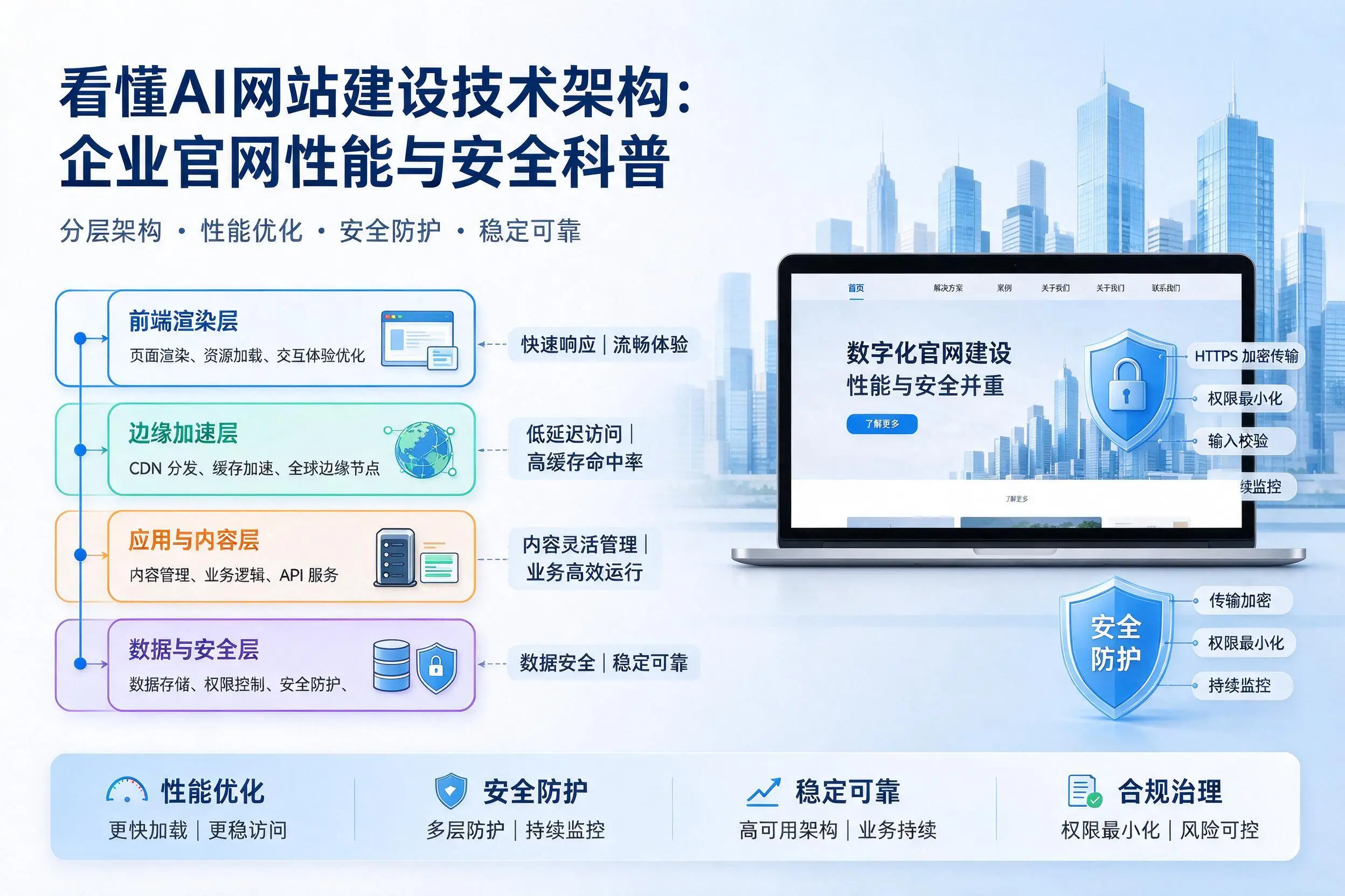 看懂AI网站建设技术架构：德宏企业官网性能与安全科普