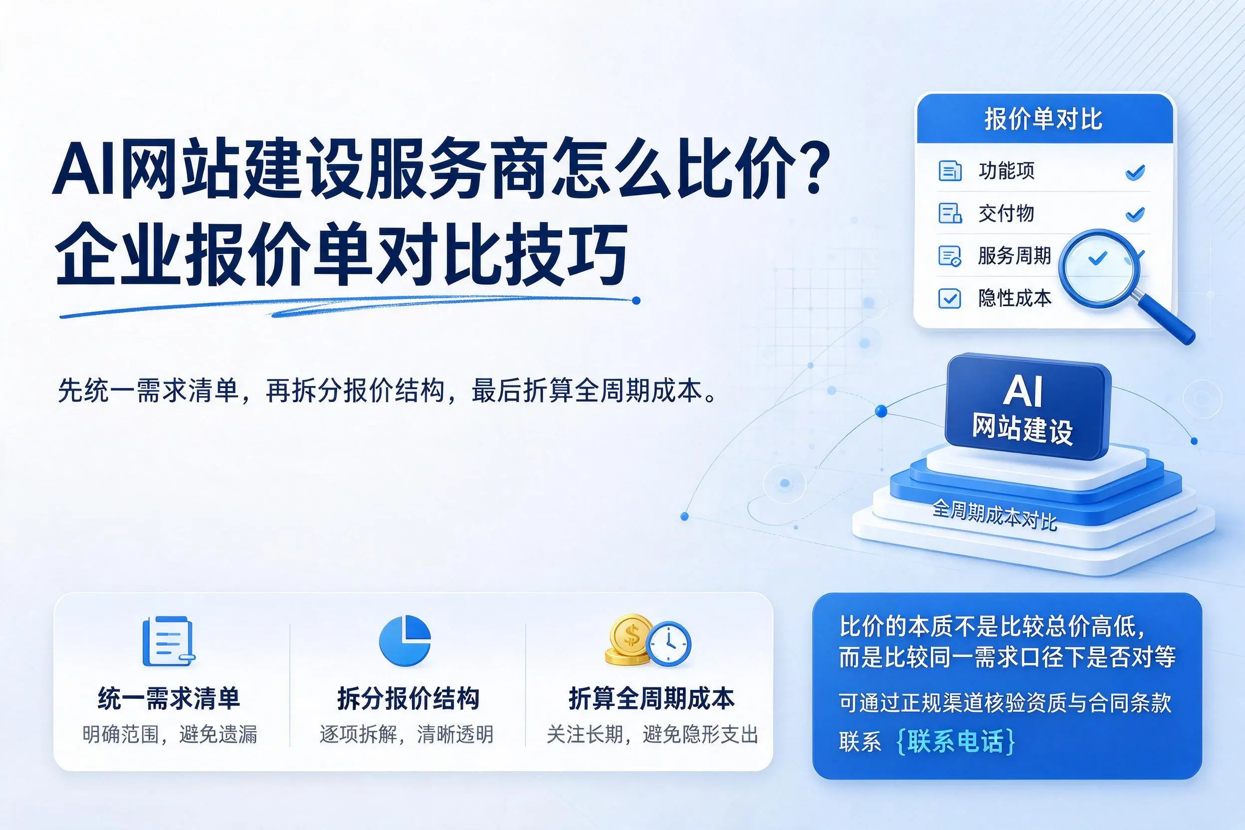 AI网站建设服务商怎么比价？德宏企业报价单对比技巧