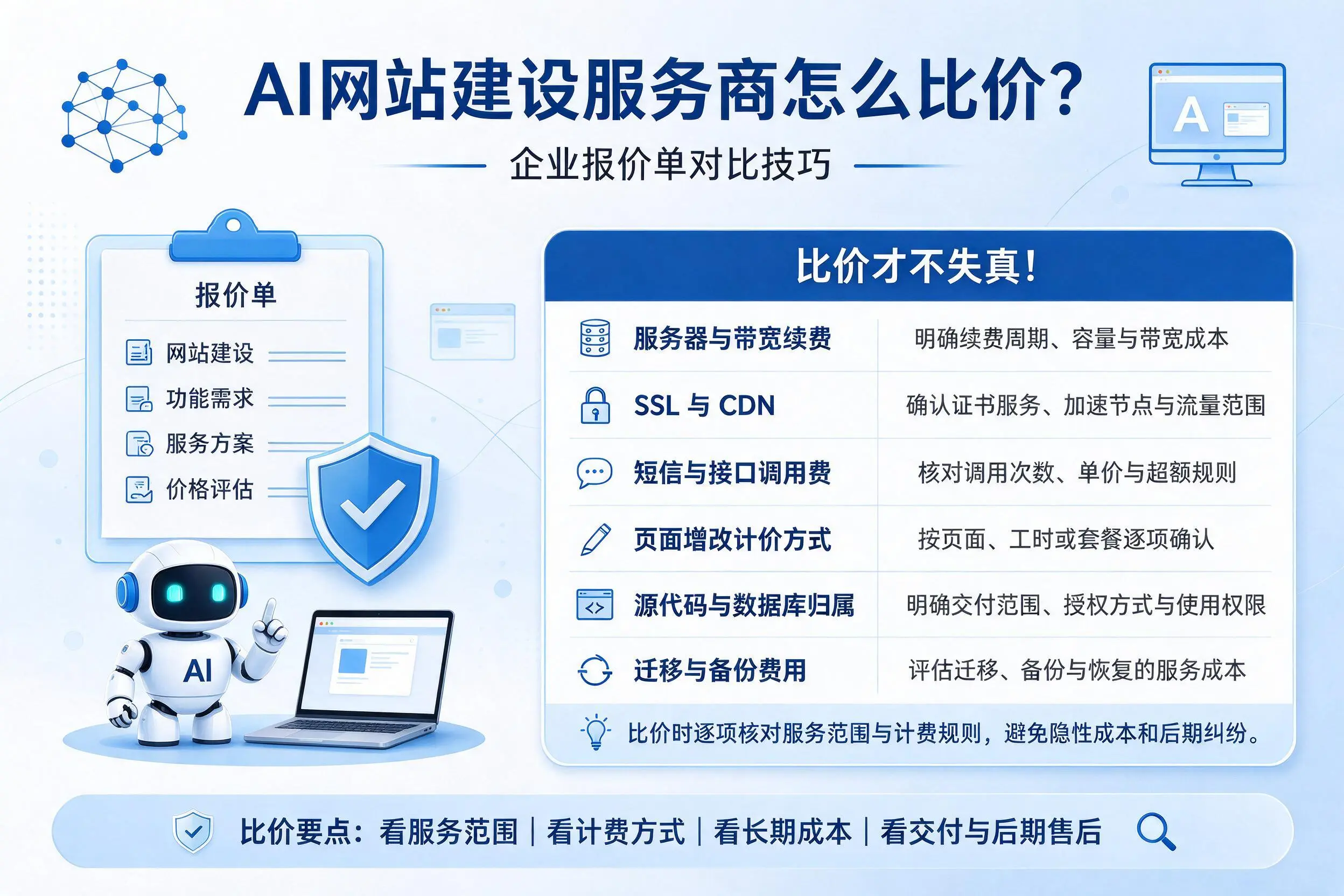 AI网站建设服务商怎么比价？德宏企业报价单对比技巧